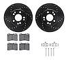 8612-63049 Drilled/Slotted Brake Rotors w/5000 Euro Ceramic Brake Pads Kit & Hardware [Black], 1990-1995 Mercedes-Benz, Position - image 1