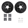 8612-63050 Drilled/Slotted Brake Rotors w/5000 Euro Ceramic Brake Pads Kit & Hardware [Black], 1994-2000 Mercedes-Benz, Position - image 1
