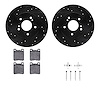 8612-63052 Drilled/Slotted Brake Rotors w/5000 Euro Ceramic Brake Pads Kit & Hardware [Black], 1996-1998 Mercedes-Benz, Position - image 1