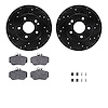 8612-63053 Drilled/Slotted Brake Rotors w/5000 Euro Ceramic Brake Pads Kit & Hardware [Black], 1997-1998 Mercedes-Benz, Position - image 1