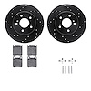 8612-63054 Drilled/Slotted Brake Rotors w/5000 Euro Ceramic Brake Pads Kit & Hardware [Black], 1998-2003 Mercedes-Benz, Position - image 1