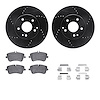 8612-63059 Drilled/Slotted Brake Rotors w/5000 Euro Ceramic Brake Pads Kit & Hardware [Black], 2001-2005 Mercedes-Benz, Position - image 1