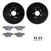8612-63061 Drilled/Slotted Brake Rotors w/5000 Euro Ceramic Brake Pads Kit & Hardware [Black], 1996-2008 Multiple Makes/Models,  - image 2