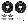 8612-63065 Drilled/Slotted Brake Rotors w/5000 Euro Ceramic Brake Pads Kit & Hardware [Black], 2003-2006 Mercedes-Benz, Position - image 1