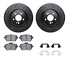 8612-63074 Drilled/Slotted Brake Rotors w/5000 Euro Ceramic Brake Pads Kit & Hardware [Black], 2014-2021 Mercedes-Benz, Position - image 1