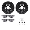 8612-63075 Drilled/Slotted Brake Rotors w/5000 Euro Ceramic Brake Pads Kit & Hardware [Black], Fits Select Mercedes-Benz, Positi - image 1