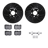 8612-63076 Drilled/Slotted Brake Rotors w/5000 Euro Ceramic Brake Pads Kit & Hardware [Black], Fits Select Mercedes-Benz, Positi - image 1