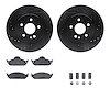 8612-63077 Drilled/Slotted Brake Rotors w/5000 Euro Ceramic Brake Pads Kit & Hardware [Black], 1998-2005 Mercedes-Benz, Position - image 1