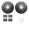 8612-63079 Drilled/Slotted Brake Rotors w/5000 Euro Ceramic Brake Pads Kit & Hardware [Black], 2000-2005 Mercedes-Benz, Position - image 1