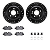 8612-63091 Drilled/Slotted Brake Rotors w/5000 Euro Ceramic Brake Pads Kit & Hardware [Black], Fits Select Mercedes-Benz, Positi - image 1