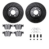 8612-63092 Drilled/Slotted Brake Rotors w/5000 Euro Ceramic Brake Pads Kit & Hardware [Black], Fits Select Mercedes-Benz, Positi - image 1