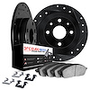 8612-65000 Drilled/Slotted Brake Rotors w/5000 Euro Ceramic Brake Pads Kit & Hardware [Black], 1969-1974 GM, Position: Rear - image 1