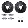8612-65004 Drilled/Slotted Brake Rotors w/5000 Euro Ceramic Brake Pads Kit & Hardware [Black], 1988-1998 GM, Position: Front - image 1