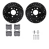 8612-65005 Drilled/Slotted Brake Rotors w/5000 Euro Ceramic Brake Pads Kit & Hardware [Black], 1997-2008 GM, Position: Rear - image 1