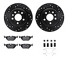 8612-65006 Drilled/Slotted Brake Rotors w/5000 Euro Ceramic Brake Pads Kit & Hardware [Black], 1999-2010 GM, Position: Rear - image 1