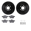 8612-65007 Drilled/Slotted Brake Rotors w/5000 Euro Ceramic Brake Pads Kit & Hardware [Black], 1999-2010 GM, Position: Front - image 1