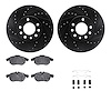 8612-65010 Drilled/Slotted Brake Rotors w/5000 Euro Ceramic Brake Pads Kit & Hardware [Black], 2006-2011 GM, Position: Front - image 1