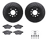 8612-65011 Drilled/Slotted Brake Rotors w/5000 Euro Ceramic Brake Pads Kit & Hardware [Black], 2003-2005 GM, Position: Front - image 1