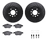 8612-65012 Drilled/Slotted Brake Rotors w/5000 Euro Ceramic Brake Pads Kit & Hardware [Black], 2003-2011 GM, Position: Front - image 1