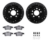 8612-65013 Drilled/Slotted Brake Rotors w/5000 Euro Ceramic Brake Pads Kit & Hardware [Black], 2003-2011 GM, Position: Rear - image 1