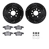 8612-65014 Drilled/Slotted Brake Rotors w/5000 Euro Ceramic Brake Pads Kit & Hardware [Black], 2003-2011 GM, Position: Rear - image 1