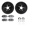 8612-65018 Drilled/Slotted Brake Rotors w/5000 Euro Ceramic Brake Pads Kit & Hardware [Black], Fits Select GM, Position: Rear - image 1