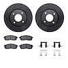 8612-67004 Drilled/Slotted Brake Rotors w/5000 Euro Ceramic Brake Pads Kit & Hardware [Black], 2007-2012 Infiniti/Nissan, Positi - image 1