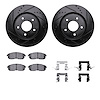 8612-67006 Drilled/Slotted Brake Rotors w/5000 Euro Ceramic Brake Pads Kit & Hardware [Black], 2007-2012 Infiniti/Nissan, Positi - image 1