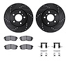 8612-68000 Drilled/Slotted Brake Rotors w/5000 Euro Ceramic Brake Pads Kit & Hardware [Black], 2003-2005 Infiniti/Nissan, Positi - image 1