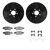 8612-68004 Drilled/Slotted Brake Rotors w/5000 Euro Ceramic Brake Pads Kit & Hardware [Black], 2007-2015 Infiniti/Nissan, Positi - image 1