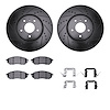 8612-68005 Drilled/Slotted Brake Rotors w/5000 Euro Ceramic Brake Pads Kit & Hardware [Black], 2005-2014 Infiniti/Nissan, Positi - image 1