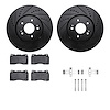 8612-72000 Drilled/Slotted Brake Rotors w/5000 Euro Ceramic Brake Pads Kit & Hardware [Black], 2003-2006 Mitsubishi, Position: F - image 1