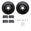 8612-72003 Drilled/Slotted Brake Rotors w/5000 Euro Ceramic Brake Pads Kit & Hardware [Black], 2008-2015 Mitsubishi, Position: F - image 1