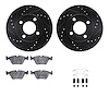 8612-73000 Drilled/Slotted Brake Rotors w/5000 Euro Ceramic Brake Pads Kit & Hardware [Black], 1989-1991 Audi/Volkswagen, Positi - image 1