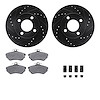 8612-73001 Drilled/Slotted Brake Rotors w/5000 Euro Ceramic Brake Pads Kit & Hardware [Black], 1988-1992 Audi/Volkswagen, Positi - image 1