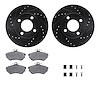 8612-73002 Drilled/Slotted Brake Rotors w/5000 Euro Ceramic Brake Pads Kit & Hardware [Black], 1980-1992 Audi/Volkswagen, Positi - image 1