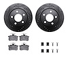 8612-73003 Drilled/Slotted Brake Rotors w/5000 Euro Ceramic Brake Pads Kit & Hardware [Black], 1986-1991 Audi/Volkswagen, Positi - image 1