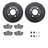 8612-73007 Drilled/Slotted Brake Rotors w/5000 Euro Ceramic Brake Pads Kit & Hardware [Black], 1984-1987 Audi/Volkswagen, Positi - image 1