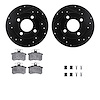8612-73009 Drilled/Slotted Brake Rotors w/5000 Euro Ceramic Brake Pads Kit & Hardware [Black], 1982-1998 Audi/Volkswagen, Positi - image 1