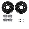 8612-73011 Drilled/Slotted Brake Rotors w/5000 Euro Ceramic Brake Pads Kit & Hardware [Black], 1986-2000 Audi/Volkswagen, Positi - image 1