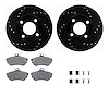 8612-73016 Drilled/Slotted Brake Rotors w/5000 Euro Ceramic Brake Pads Kit & Hardware [Black], 1990-1991 Audi/Volkswagen, Positi - image 1