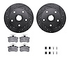 8612-73017 Drilled/Slotted Brake Rotors w/5000 Euro Ceramic Brake Pads Kit & Hardware [Black], 1996-1997 Audi/Volkswagen, Positi - image 1