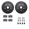 8612-73018 Drilled/Slotted Brake Rotors w/5000 Euro Ceramic Brake Pads Kit & Hardware [Black], 2000-2008 Audi/Volkswagen, Positi - image 1