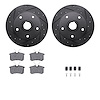 8612-73019 Drilled/Slotted Brake Rotors w/5000 Euro Ceramic Brake Pads Kit & Hardware [Black], 1997-2001 Audi/Volkswagen, Positi - image 1