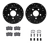 8612-73023 Drilled/Slotted Brake Rotors w/5000 Euro Ceramic Brake Pads Kit & Hardware [Black], 1999-2002 Audi/Volkswagen, Positi - image 1