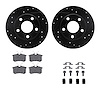 8612-73024 Drilled/Slotted Brake Rotors w/5000 Euro Ceramic Brake Pads Kit & Hardware [Black], 1999-2005 Audi/Volkswagen, Positi - image 1
