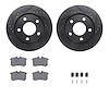 8612-73026 Drilled/Slotted Brake Rotors w/5000 Euro Ceramic Brake Pads Kit & Hardware [Black], 2000-2002 Audi/Volkswagen, Positi - image 1