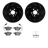 8612-73028 Drilled/Slotted Brake Rotors w/5000 Euro Ceramic Brake Pads Kit & Hardware [Black], 2004-2009 Audi/Volkswagen, Positi - image 1