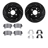 8612-73029 Drilled/Slotted Brake Rotors w/5000 Euro Ceramic Brake Pads Kit & Hardware [Black], 2004-2009 Audi/Volkswagen, Positi - image 1