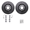 8612-73031 Drilled/Slotted Brake Rotors w/5000 Euro Ceramic Brake Pads Kit & Hardware [Black], 1999-2005 Audi/Volkswagen, Positi - image 1